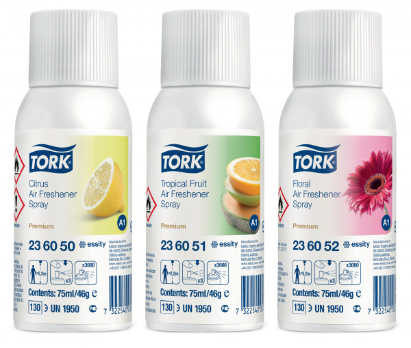 Tork luchtverfrisser spray mix pakket 3 parfums 12x75 ml A1 Tork