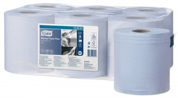 Tork wiping plus poetspapier blauw M2 Tork