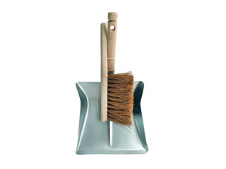 Stoffer en blik galvanise houten steel + coco Bo Brush